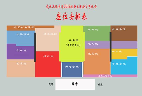 武汉工程大学2018级新生迎新文艺晚会座位安排表